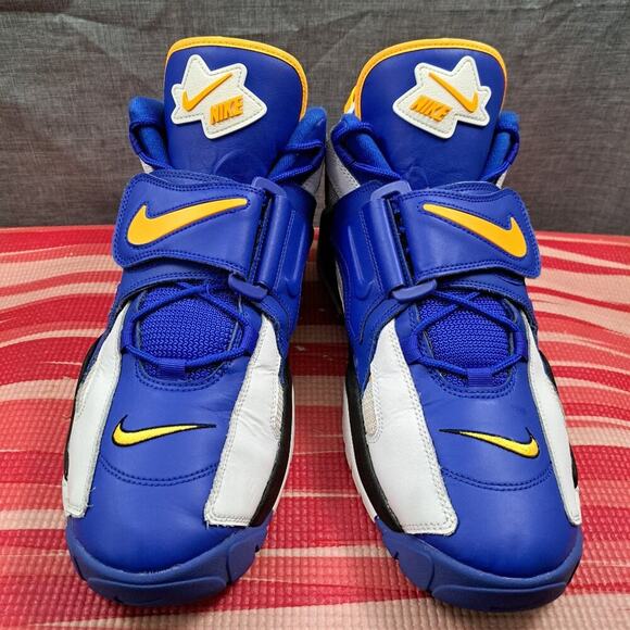 Nike Air Barrage Mens Shoe Size 13 AT7847-100 Mid Blue Orange White Sneaker - Picture 2 of 12